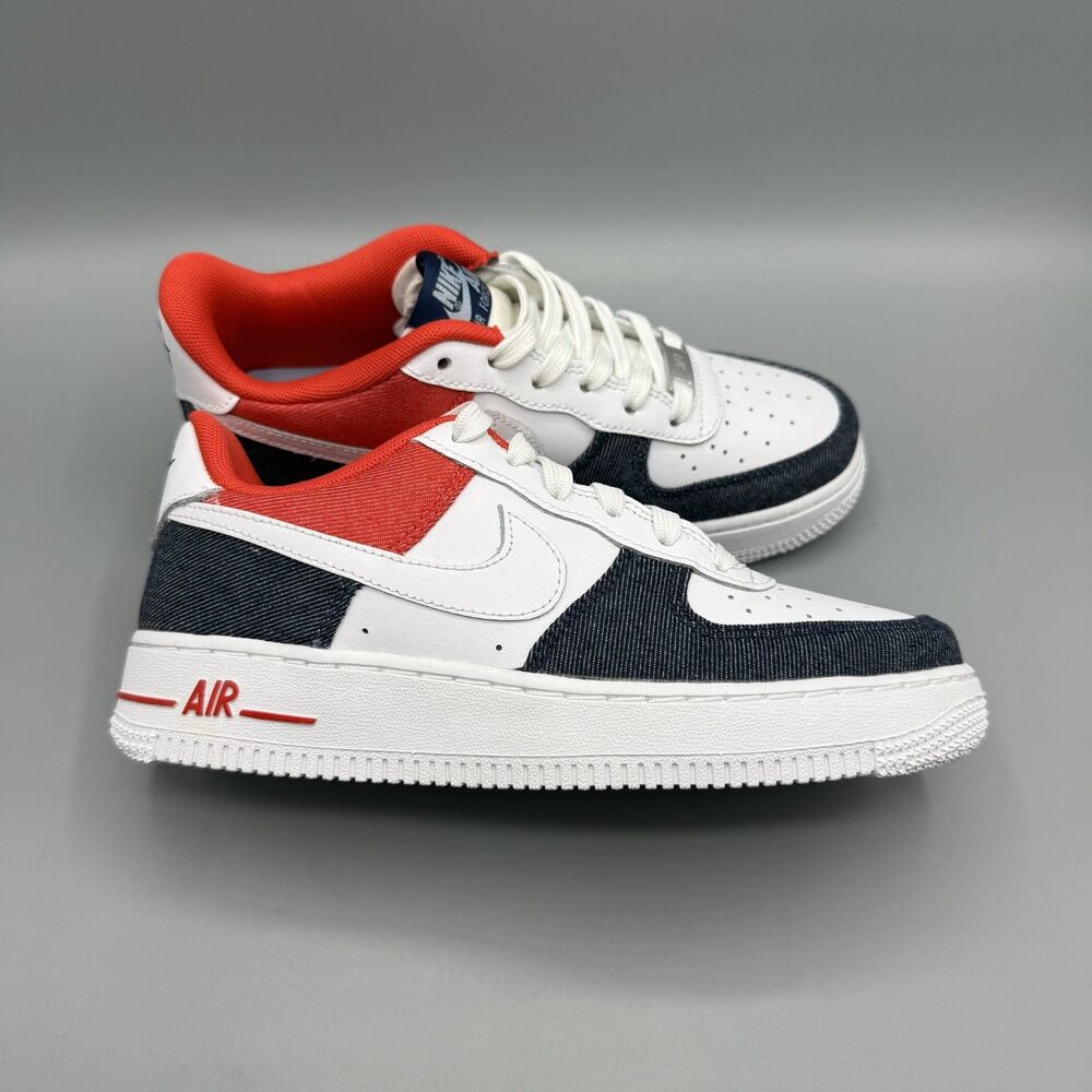 Nike Air Force 1 USA Denim (GS) Boy's Shoes Red White BlueSize 4.5Y